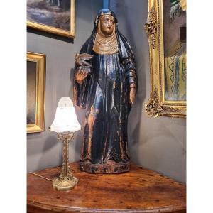 Saint Marguerite Statue In Polychrome Resinous