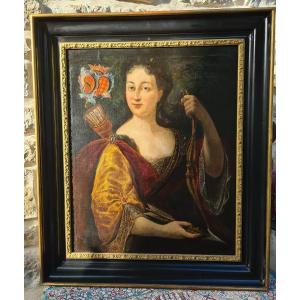 Painting 18th Diane Huntress  " Huguette De Boulieu 1694 - 1750"