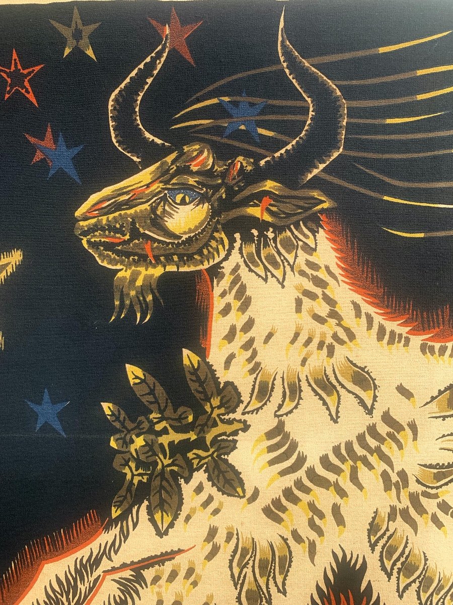 Tapestry/screen Print By Jean Lurcat, The Goat With The Stars.-photo-2