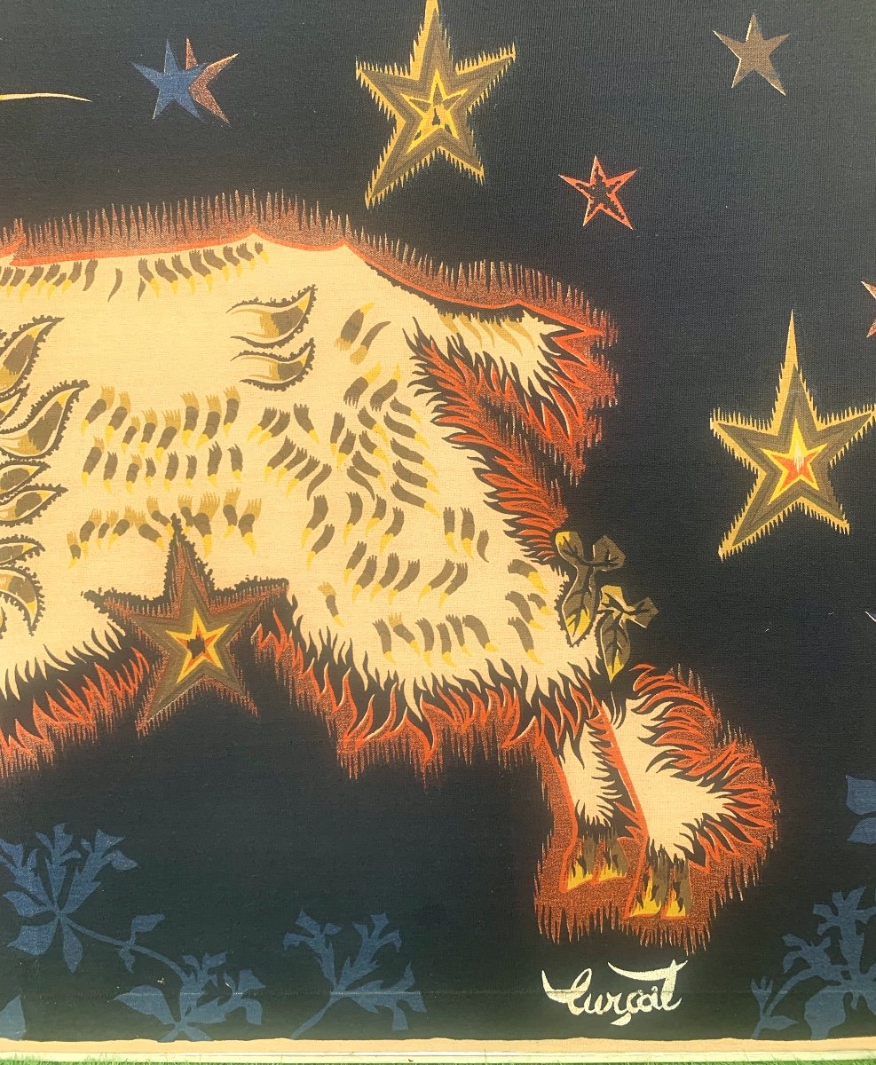 Tapestry/screen Print By Jean Lurcat, The Goat With The Stars.-photo-1