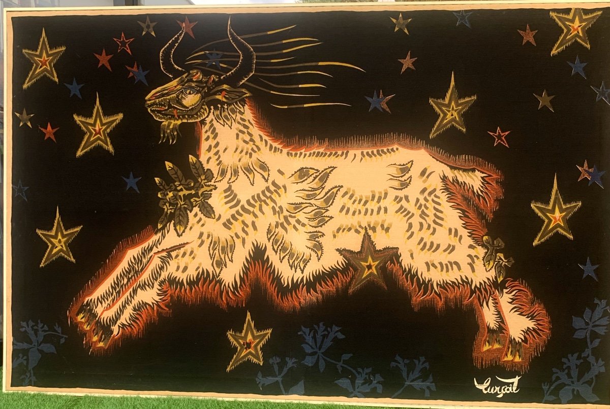 Tapestry/screen Print By Jean Lurcat, The Goat With The Stars.