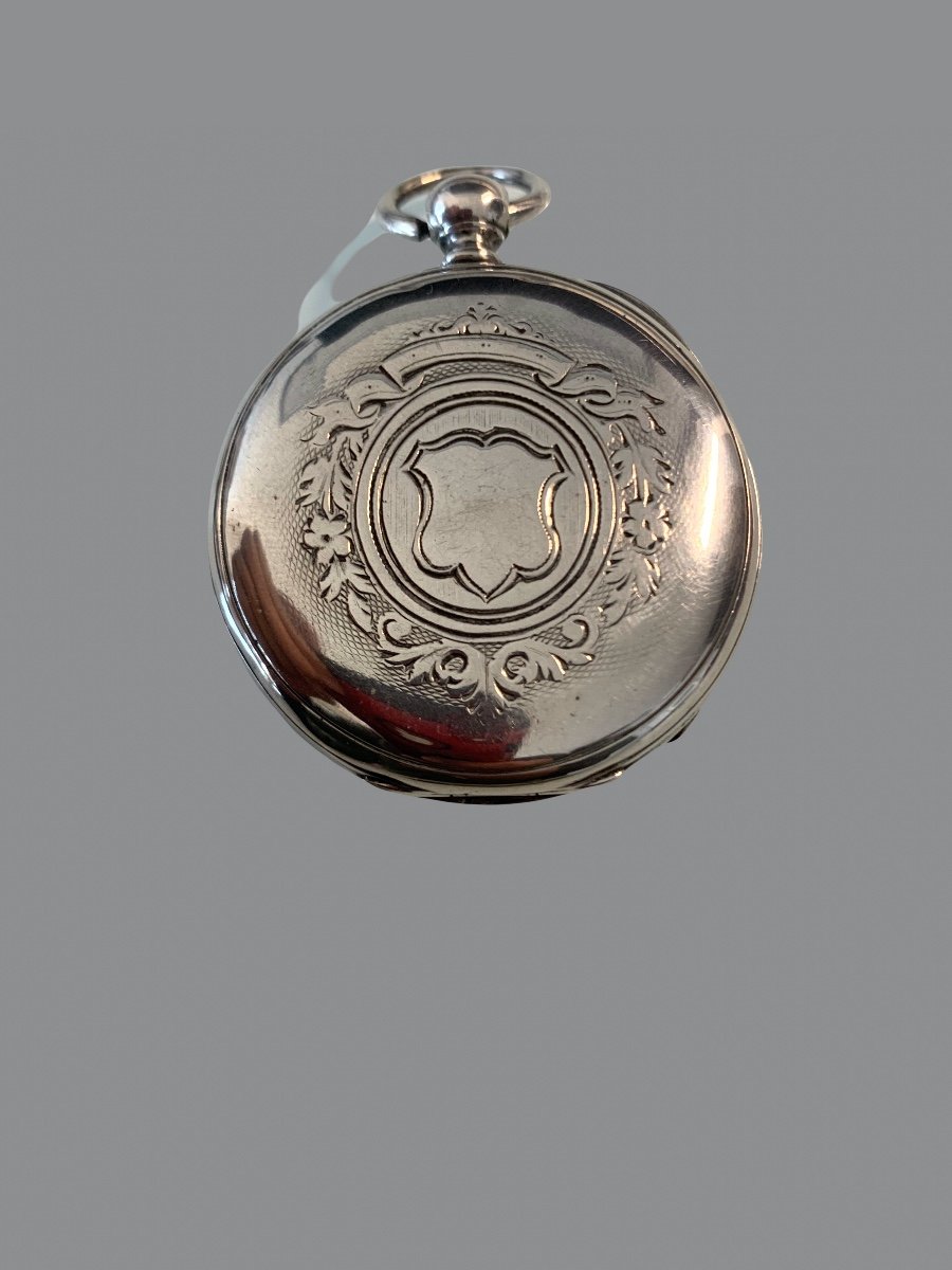 Beautiful Pocket Watch, In Solid Silver, 19th Century-photo-2