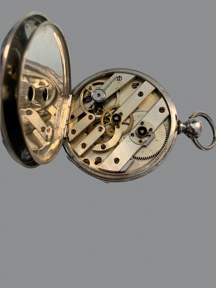 Beautiful Pocket Watch, In Solid Silver, 19th Century-photo-3