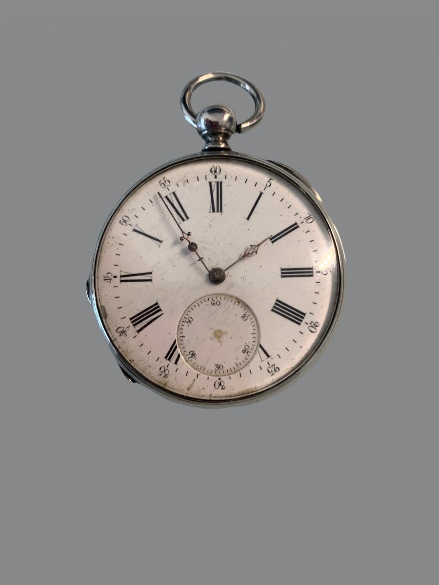 Beautiful Pocket Watch, In Solid Silver, 19th Century