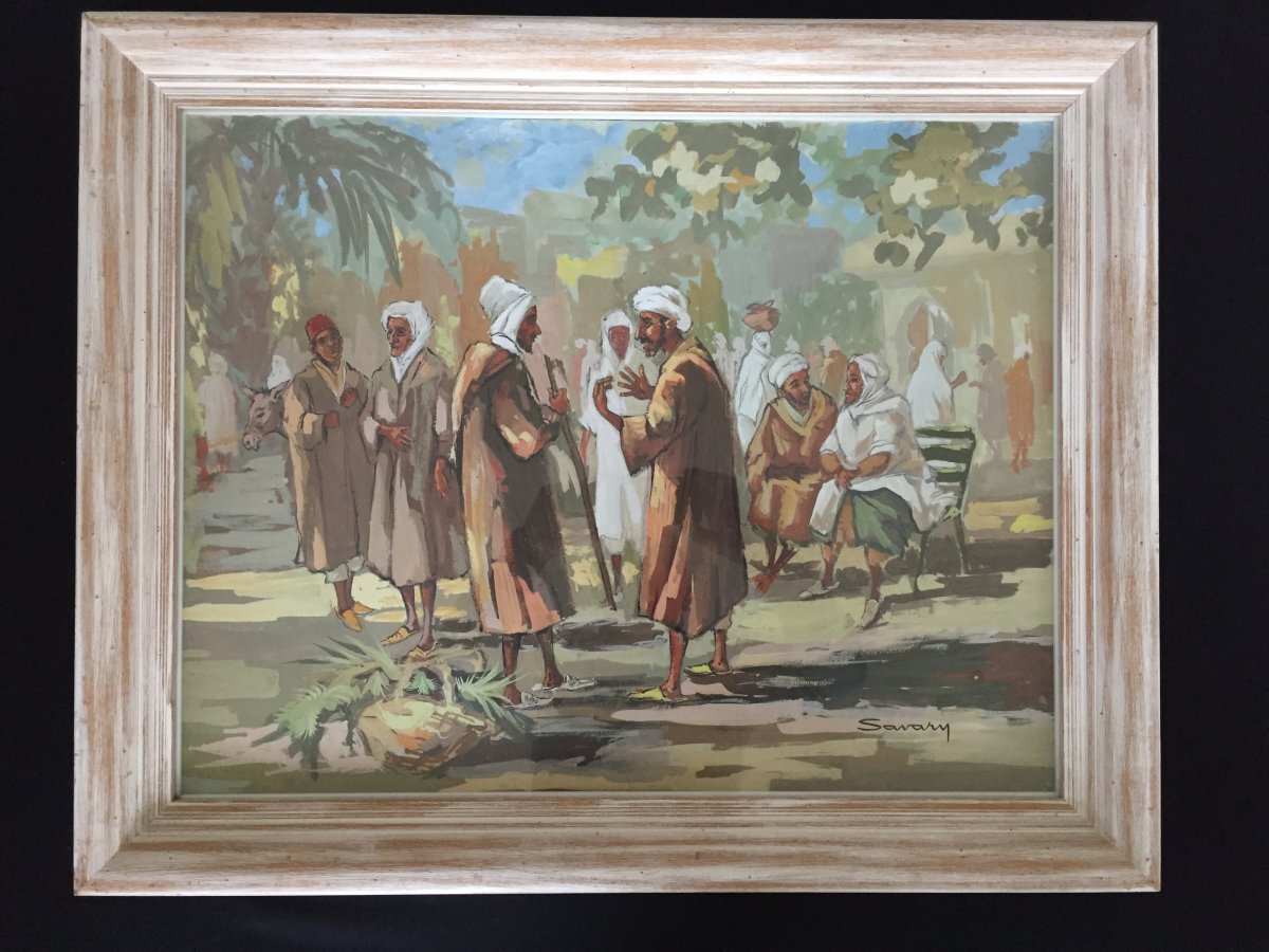 Orientalist Gouache Signed Savary-photo-3