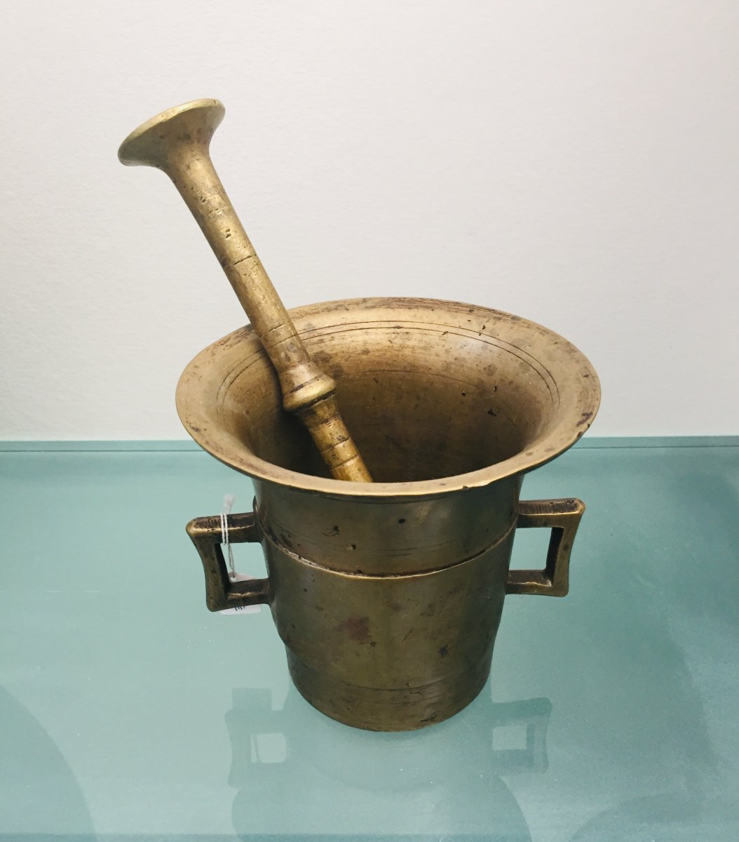 18th Century Bronze Mortar And Pestle-photo-2