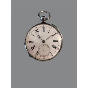 Beautiful Pocket Watch, In Solid Silver, 19th Century