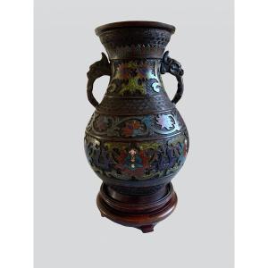 Vase en Bronze émaux Cloisonnés , Asie.