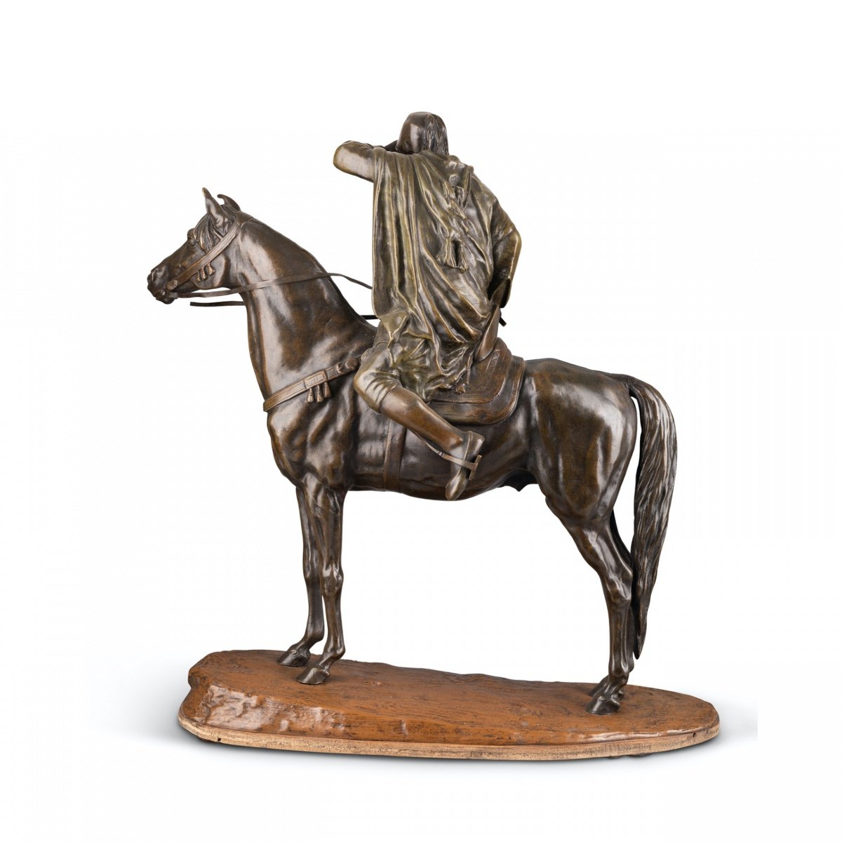 Arab Rider On The Look-out, Bronze Signed Alfred Dubucand (1828 - 1894)-photo-1