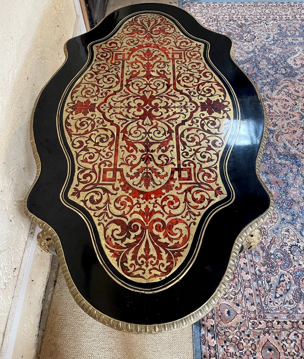 Boulle Counterpart Marquetry Table. Napoleon III, 19th Century-photo-1