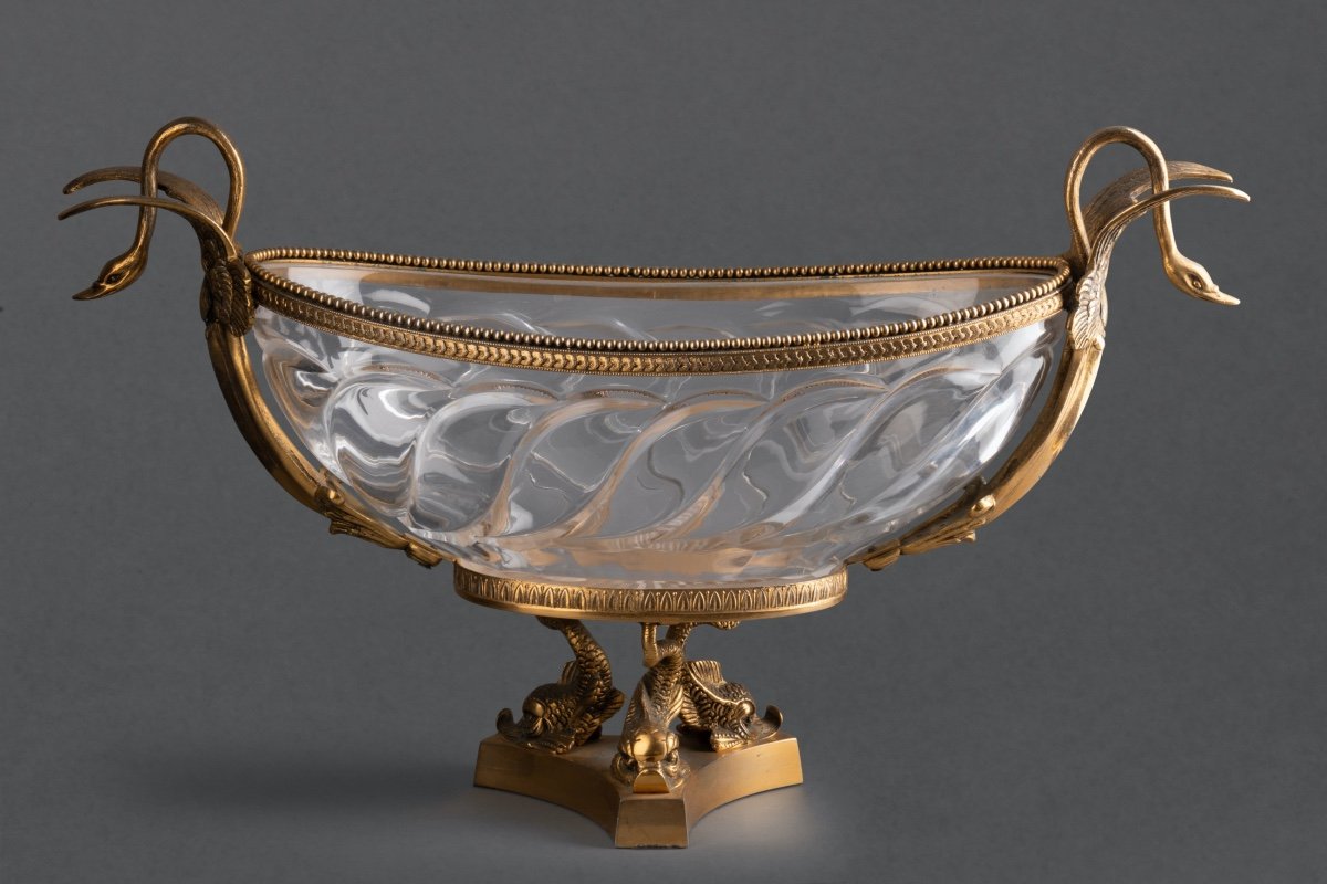 Bowl In Cut Crystal And Gilded Bronze, 19th Century-photo-1