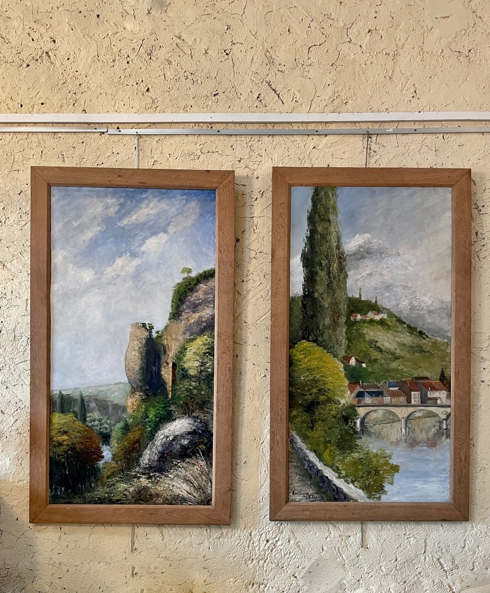 Diptych Of A Dordogne And Périgord Landscape, Dated 1928-photo-1