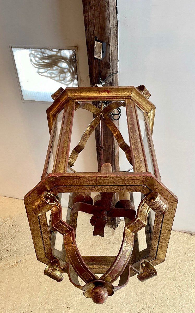 A Gilt Wrought Iron Lantern, 20th Century-photo-5