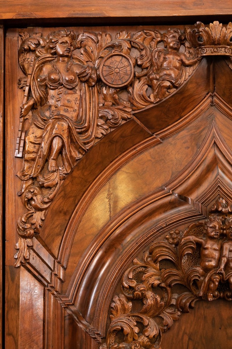 German Cupboard In Walnut, Hamburg, Late 17th Century-photo-8