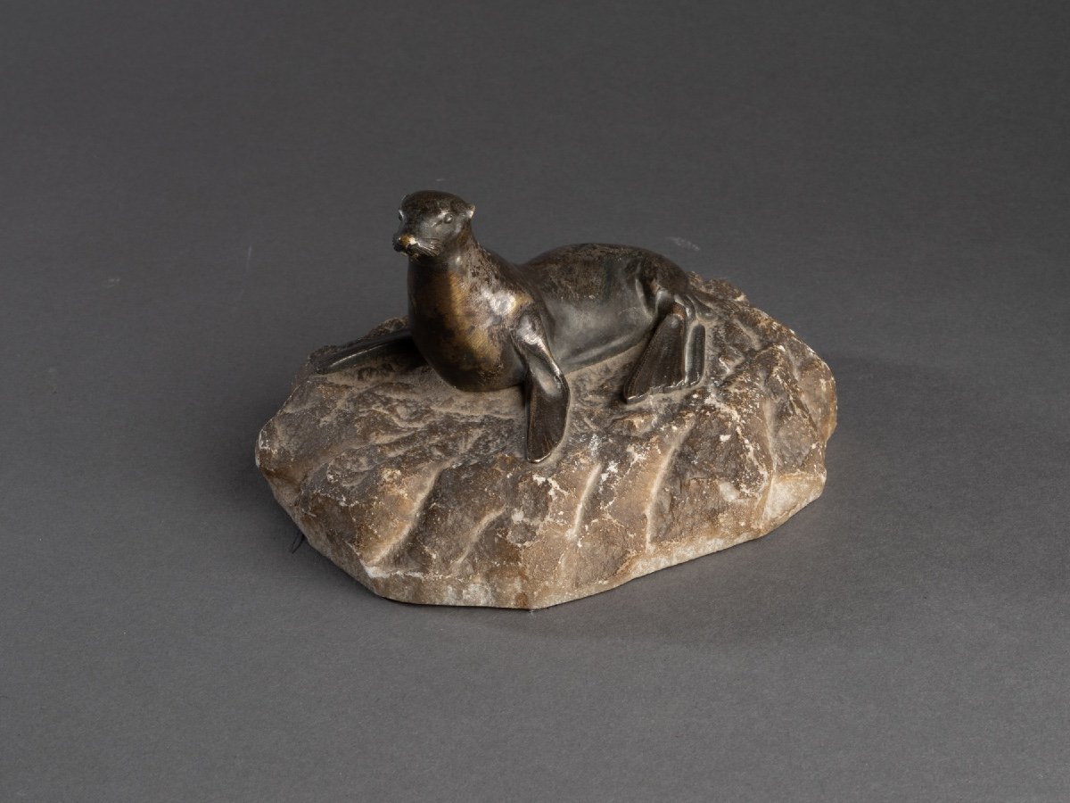 Bronze Of A Sea Lion, 20th Century