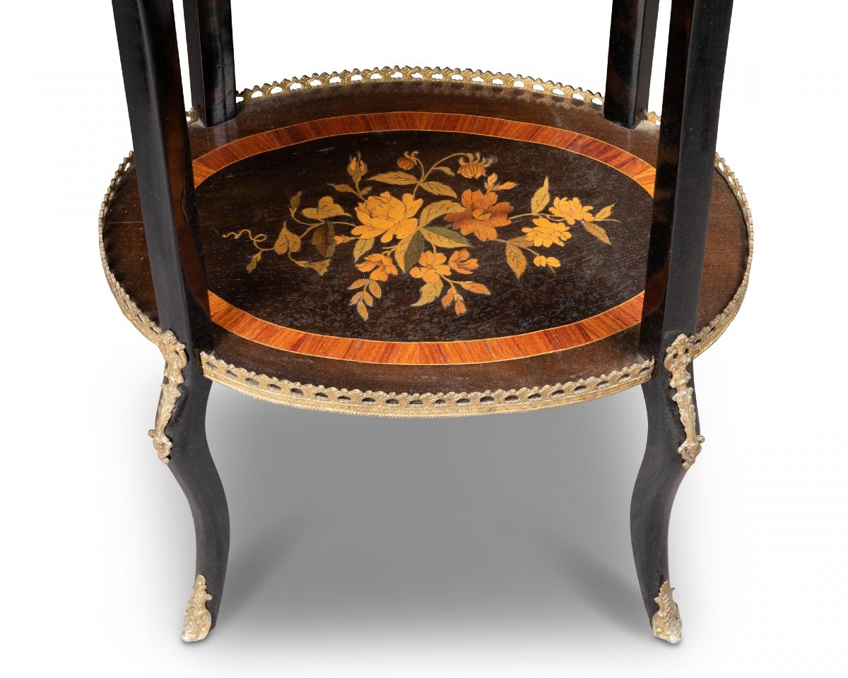 French Inlaid Side Table, 19th Century-photo-1