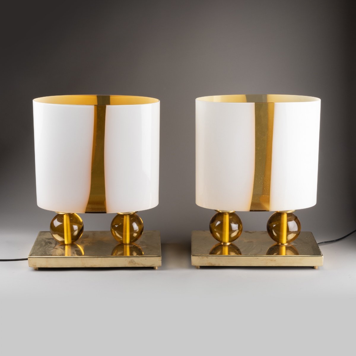 Pair Of Murano Glass Lamps, 20st Century Italian Design