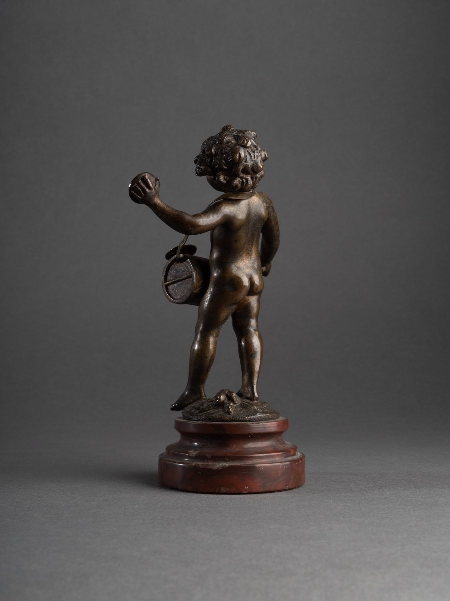 Bronze D’un Putto Musicien, Auguste Moreau (1834 - 1917) -photo-3