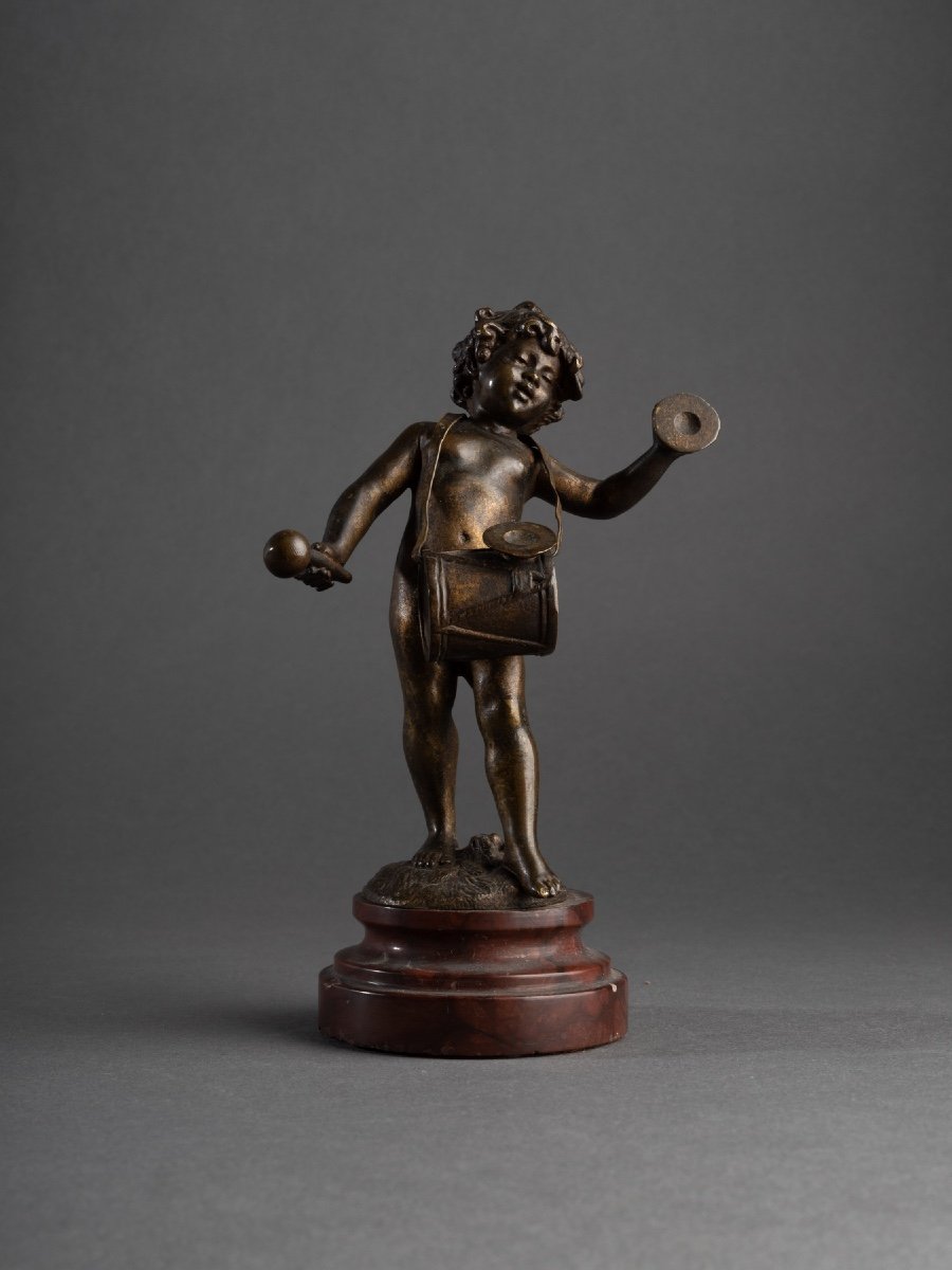 Bronze D’un Putto Musicien, Auguste Moreau (1834 - 1917) 