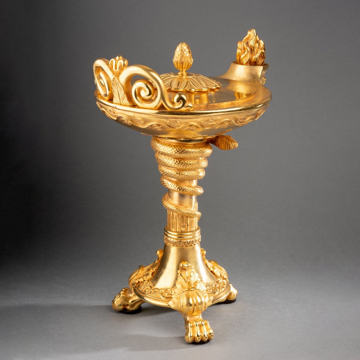 Trompe-l’oeil Encense Burner In Gilded Bronze, 19th Century-photo-2