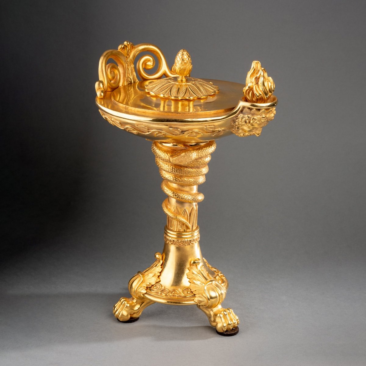 Trompe-l’oeil Encense Burner In Gilded Bronze, 19th Century-photo-4