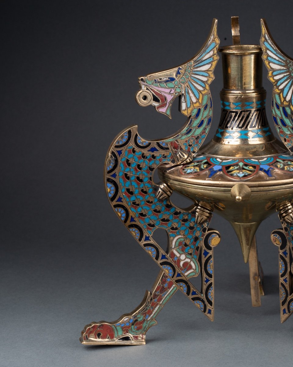 Cloisonne Enamel Candle Holder, 19th Century-photo-4