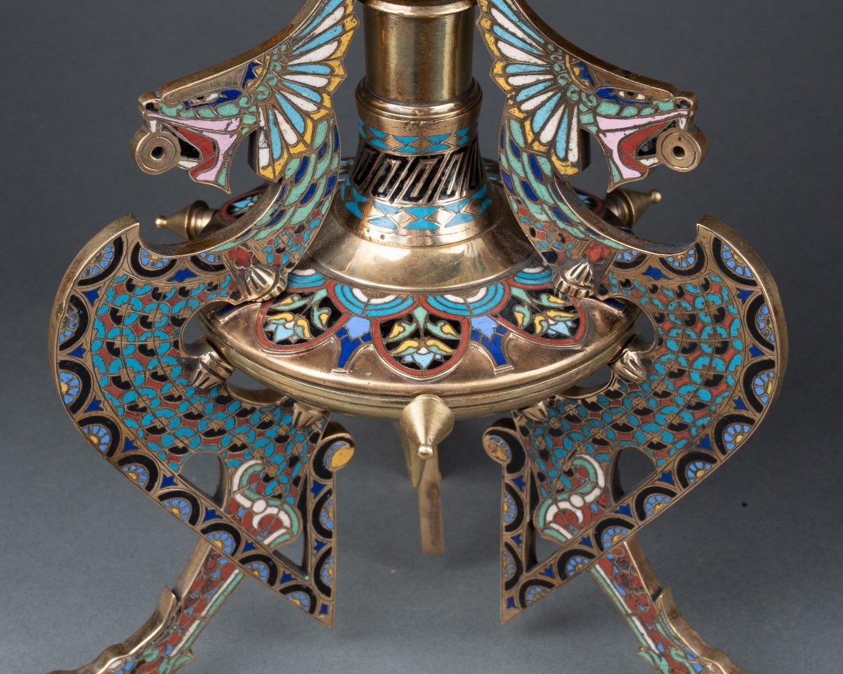 Cloisonne Enamel Candle Holder, 19th Century-photo-2