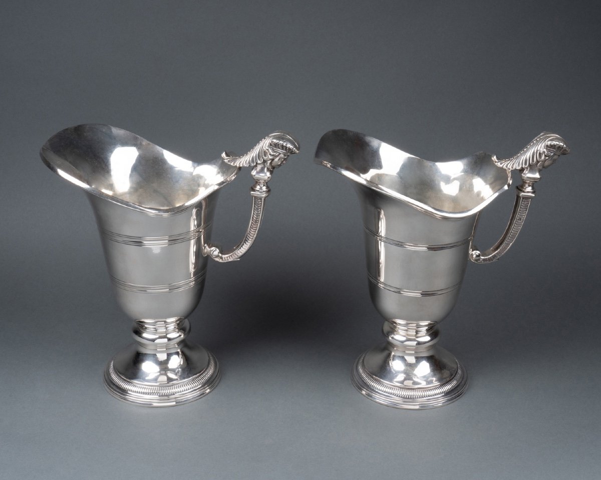 Pair Of Solid Silver Ewers, 19th Century-photo-5