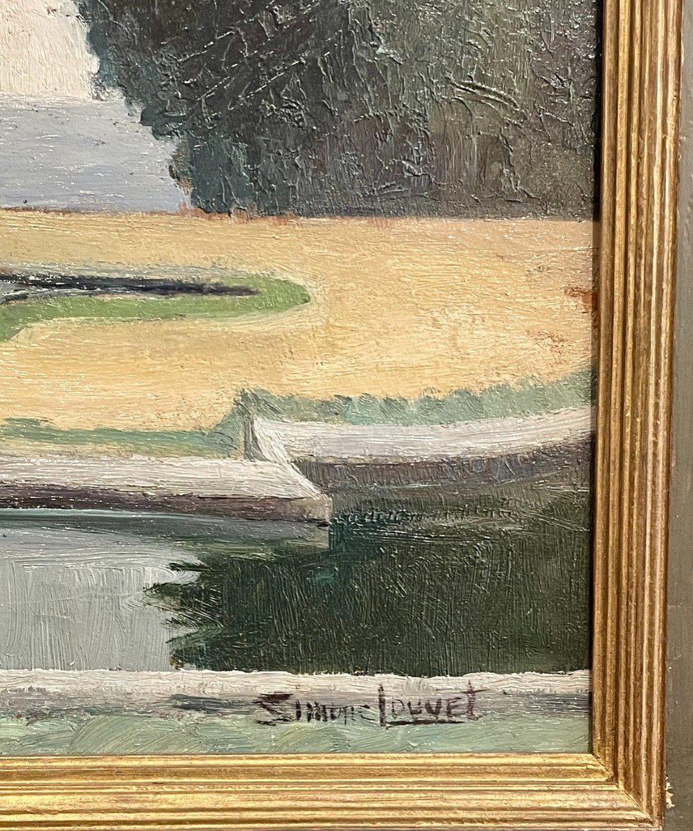 Oil On Panel Signed Simone Louvet, Late 19th / Early 20th Century-photo-3