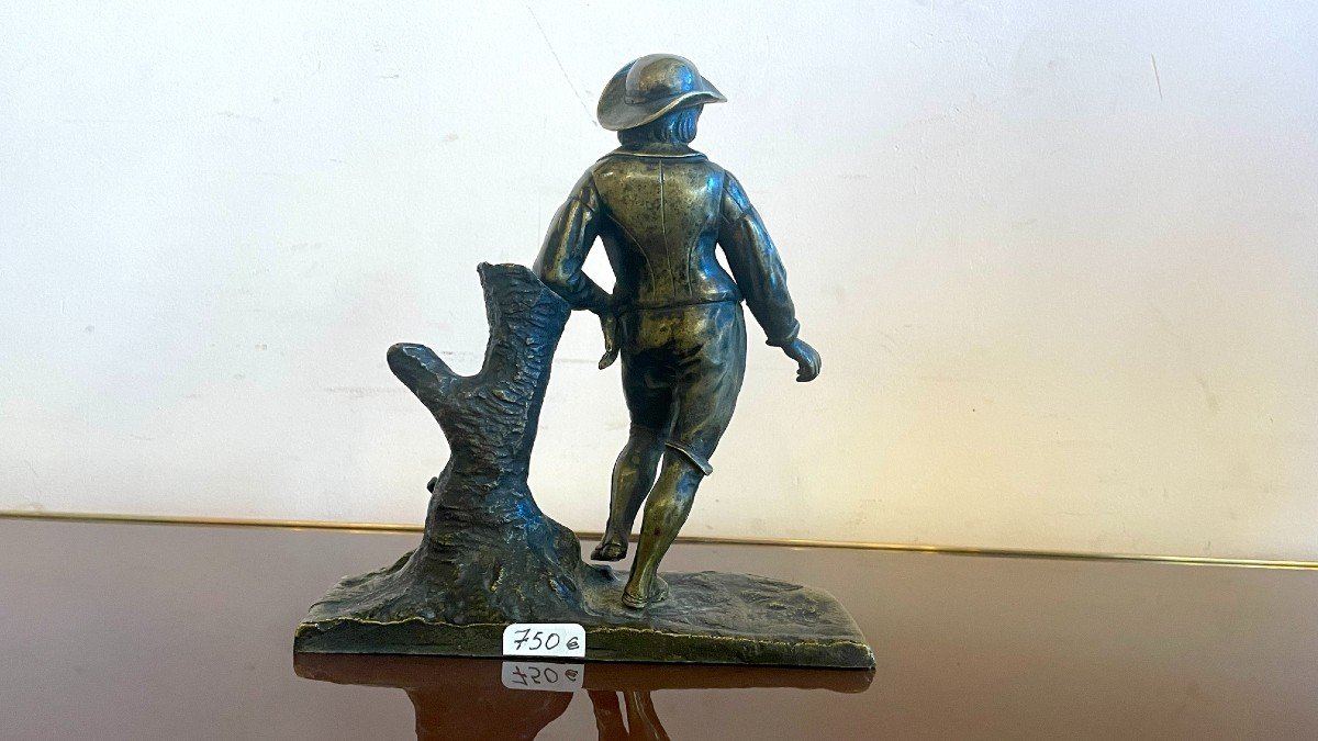 Bronze Depicting A Shepherd Leaning On His Back, 19th Century-photo-4