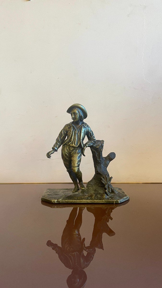 Bronze Depicting A Shepherd Leaning On His Back, 19th Century