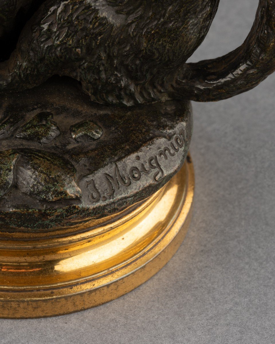 Bronze Tobacco Pot Signed Jules Moigniez (1835 - 1894)-photo-2