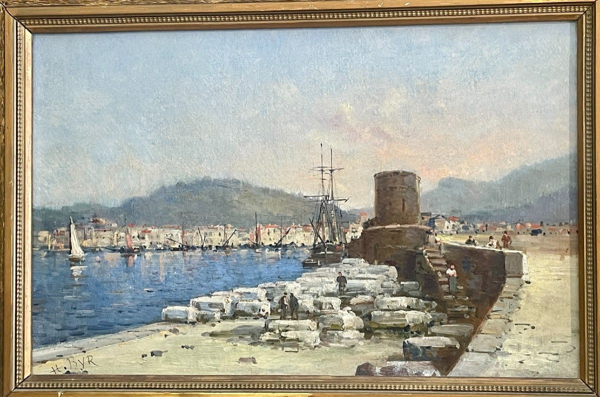 View Of The Port Of Cassis, Oil On Canvas, 20th Century-photo-4