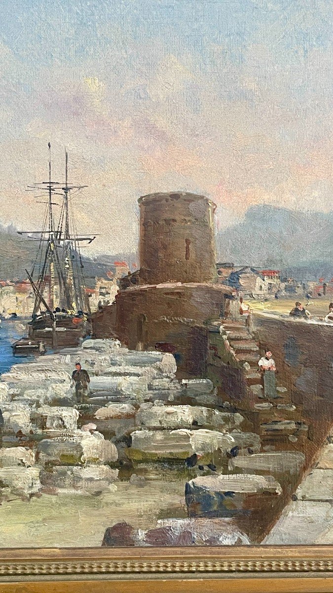 View Of The Port Of Cassis, Oil On Canvas, 20th Century-photo-2