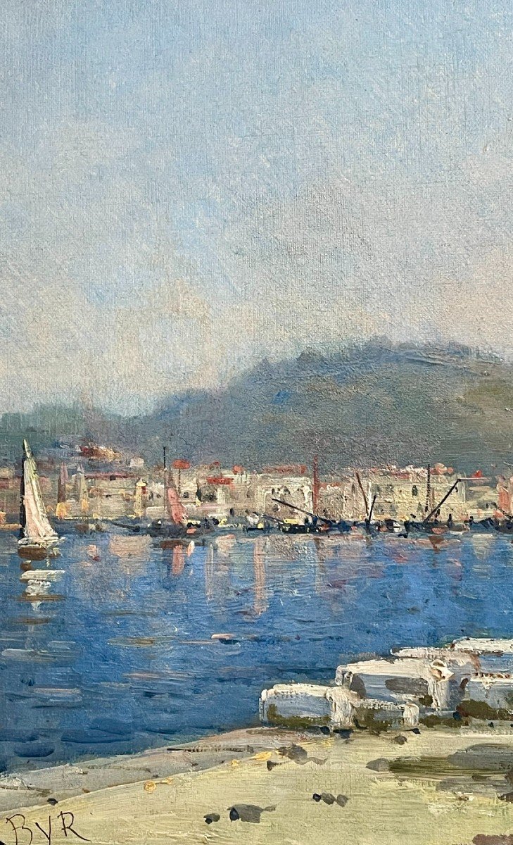 View Of The Port Of Cassis, Oil On Canvas, 20th Century-photo-4