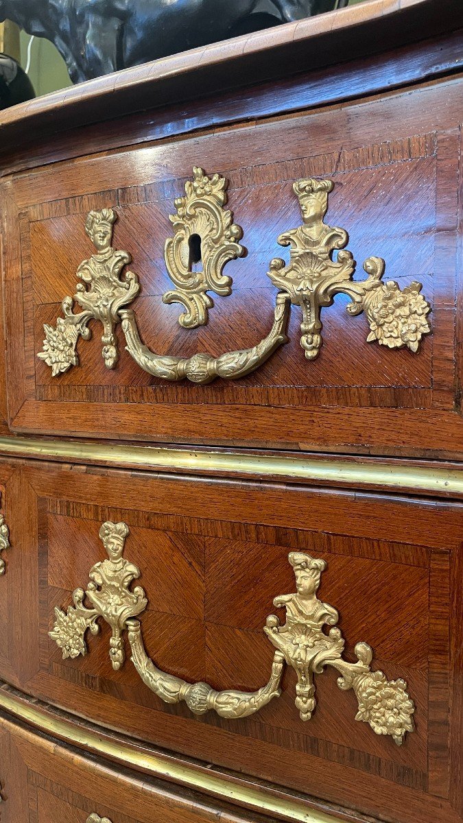 Louis XV Chest-of-drawers With Pinched Sides, 18th Century-photo-5