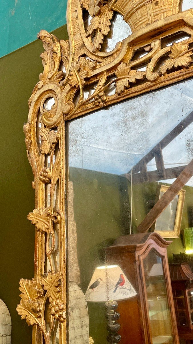 "autumn" Mirror In Gilded Wood, 18th Century-photo-2