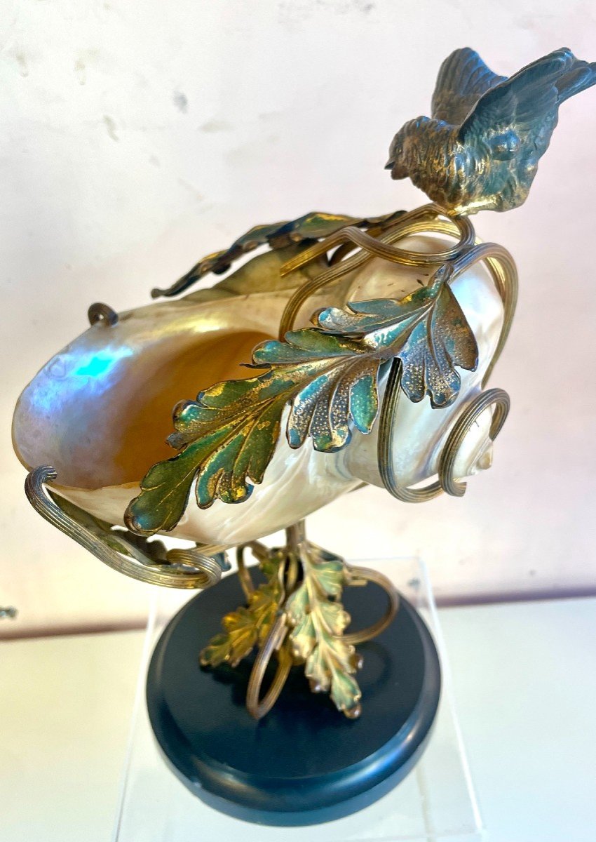 Art Nouveau Mounted Shell, 19th Century-photo-1