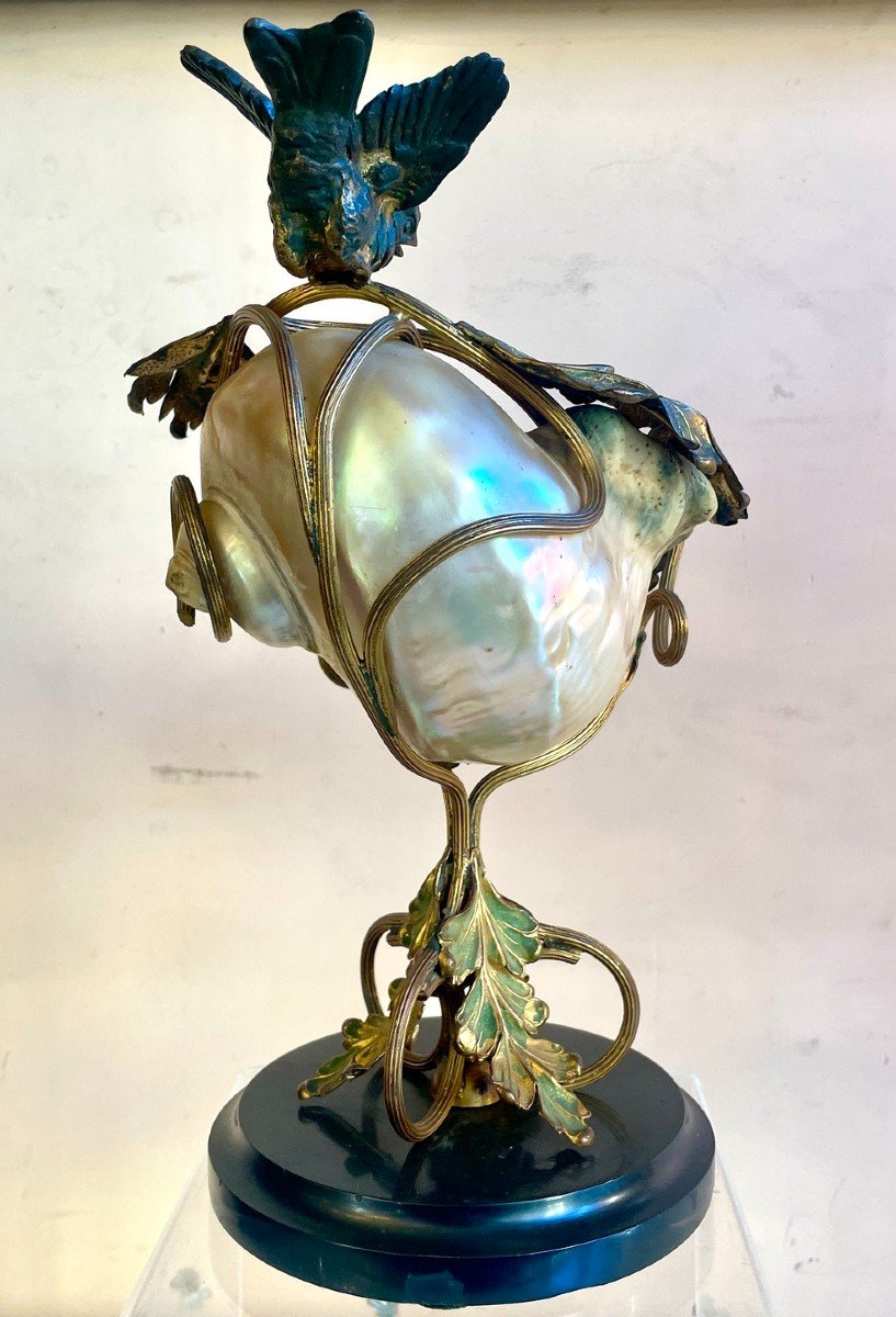 Art Nouveau Mounted Shell, 19th Century-photo-7