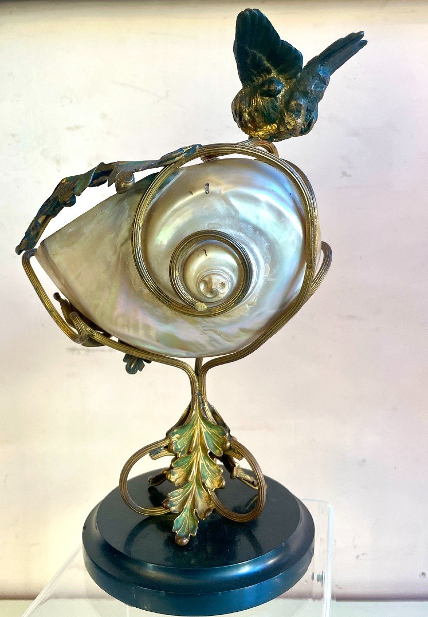 Art Nouveau Mounted Shell, 19th Century