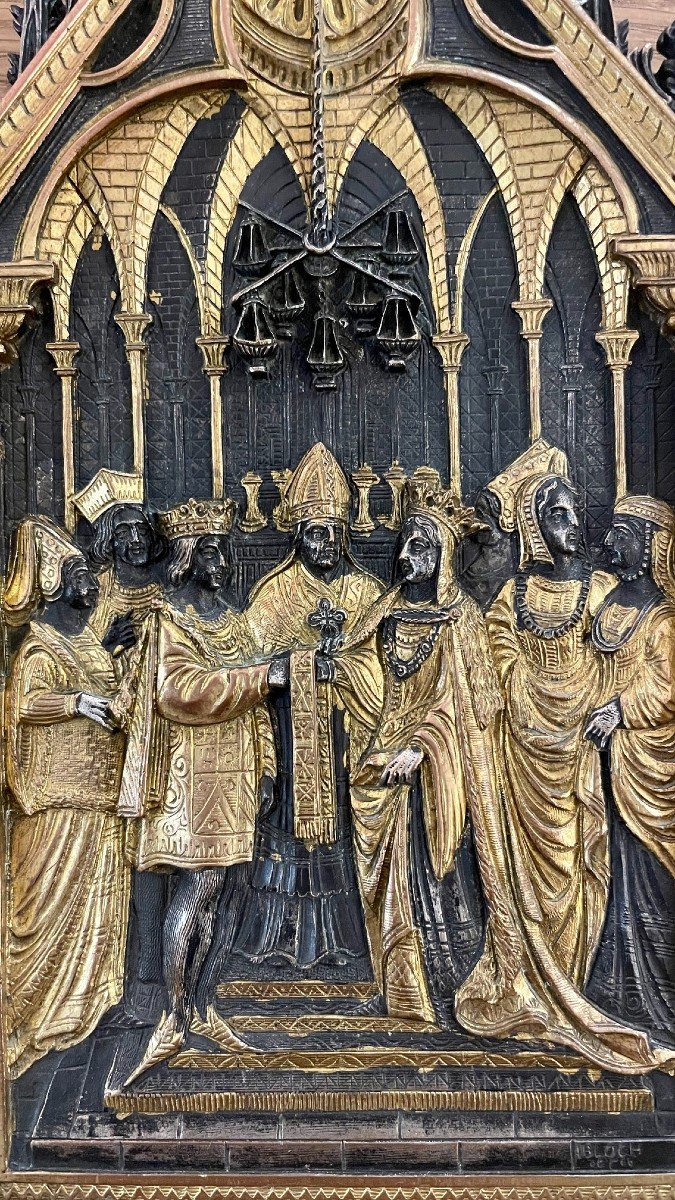 Private Devotional Altarpiece In Bronze, 19th Century-photo-5