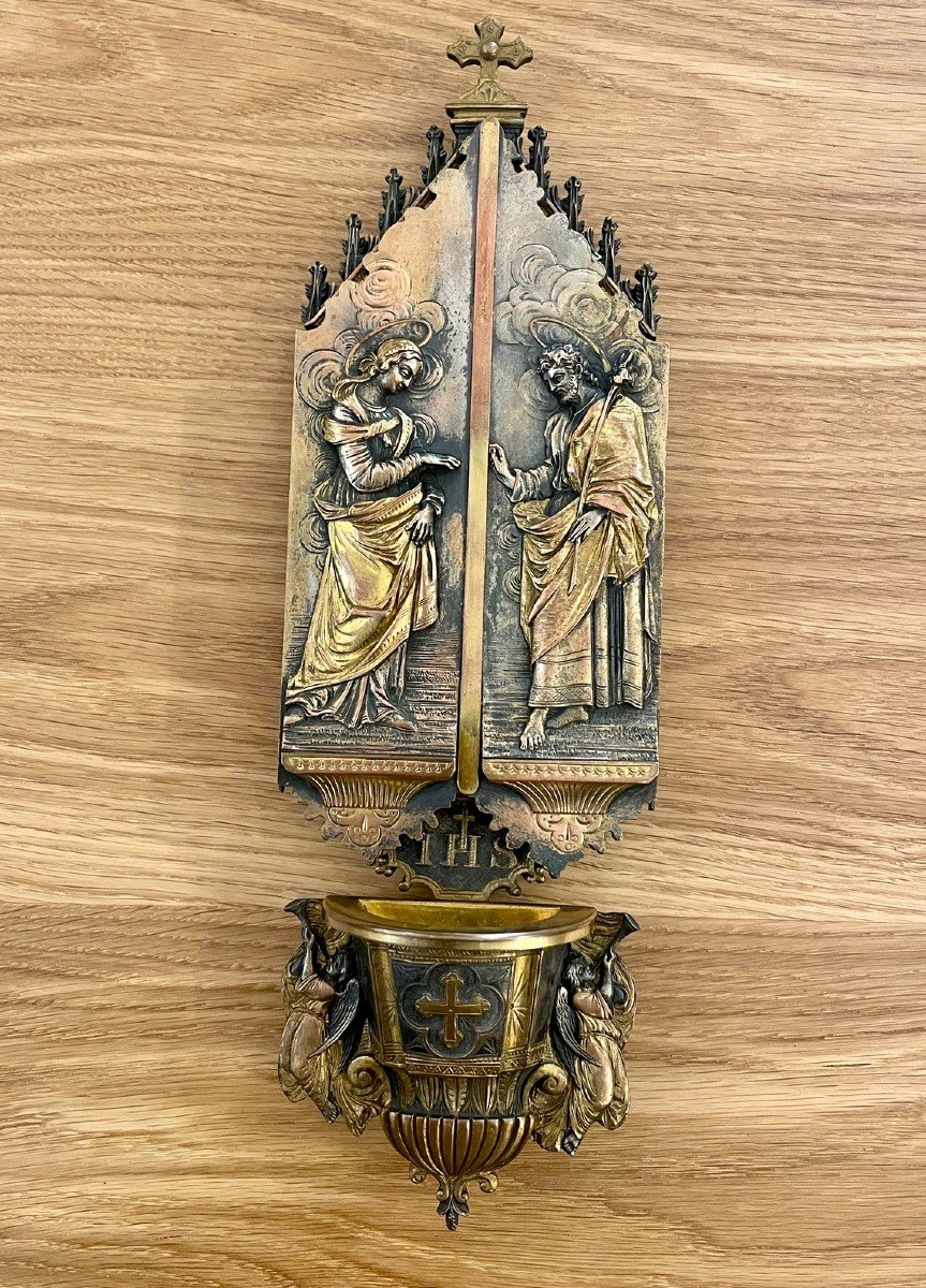 Private Devotional Altarpiece In Bronze, 19th Century