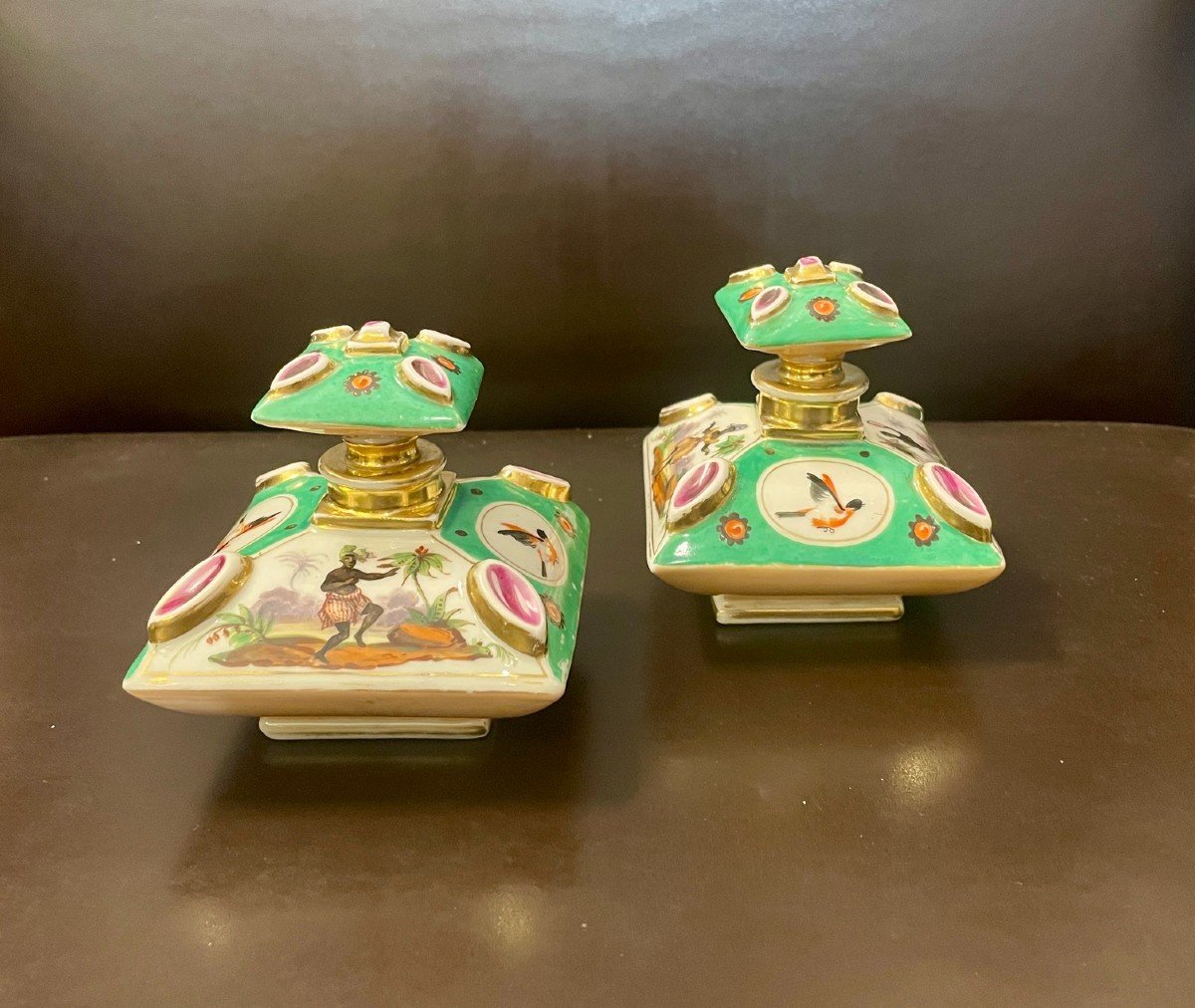 Paire De Flacons De Parfum En Porcelaine De Paris, XIXe Siècle -photo-4