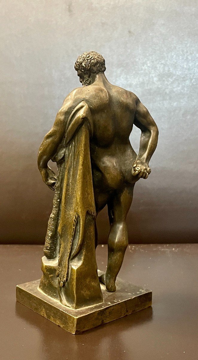 Small Bronze Edition Of The Farnese Hercules, 19th Century-photo-2