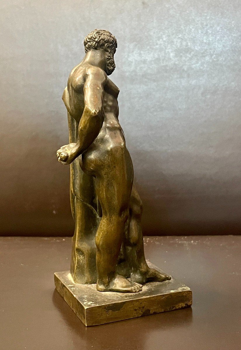 Small Bronze Edition Of The Farnese Hercules, 19th Century-photo-4