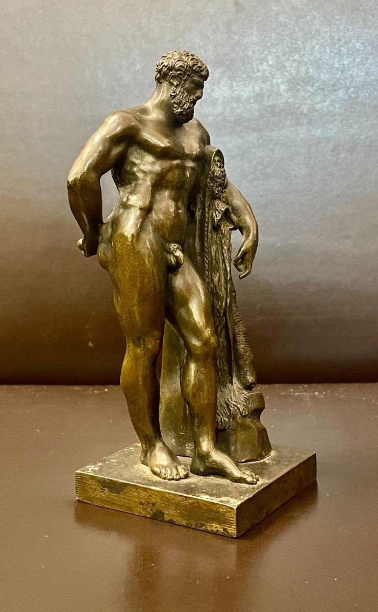 Small Bronze Edition Of The Farnese Hercules, 19th Century-photo-3