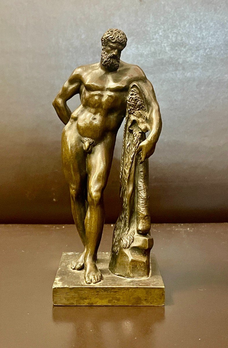 Small Bronze Edition Of The Farnese Hercules, 19th Century