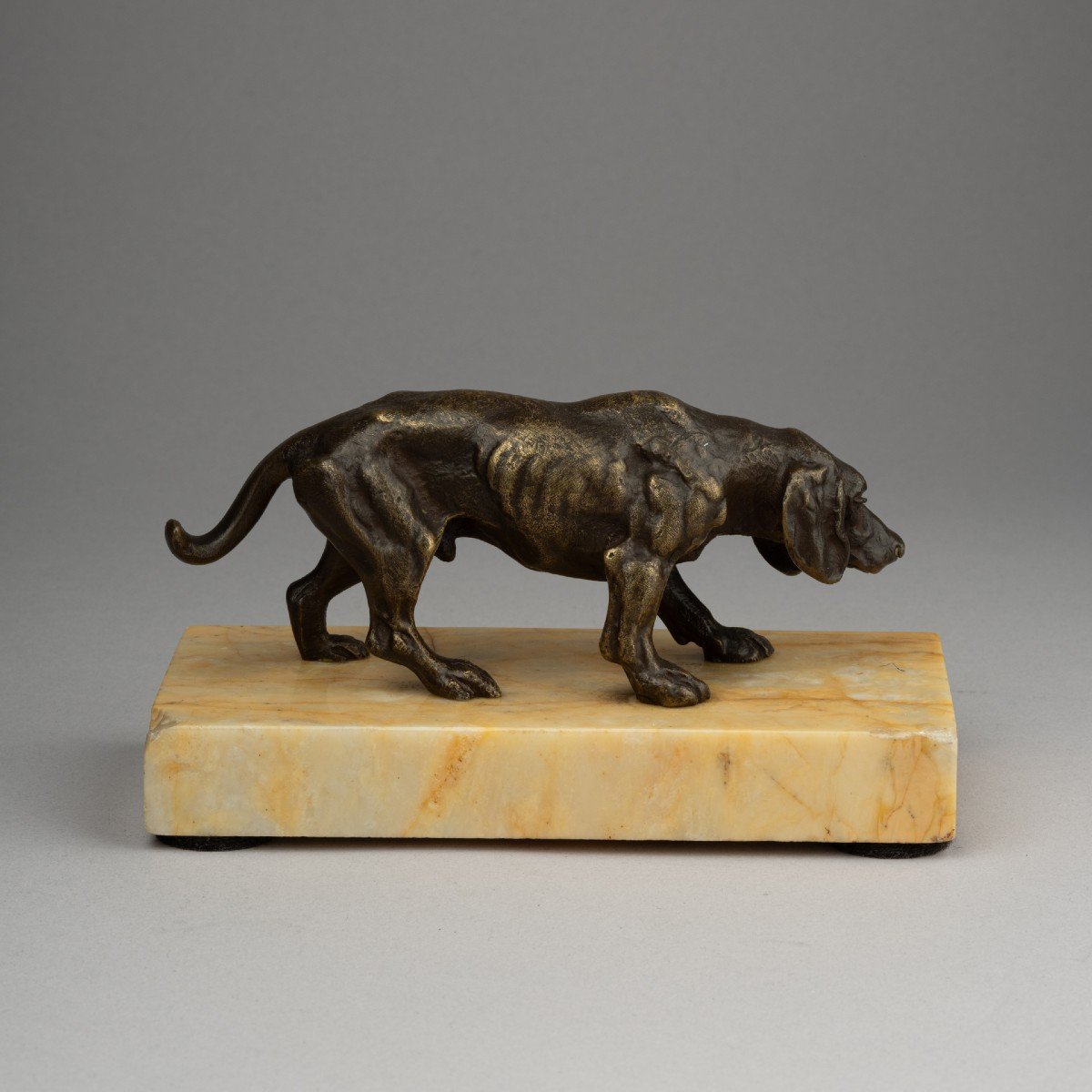 Small Bronze Depicting A Hunting Dog, 19th Century-photo-2