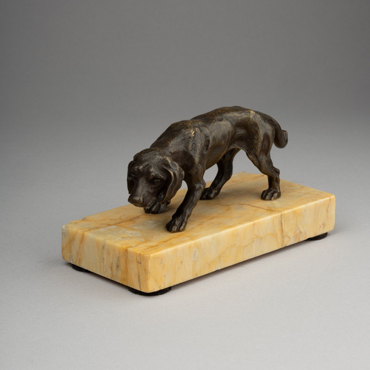 Small Bronze Depicting A Hunting Dog, 19th Century-photo-4