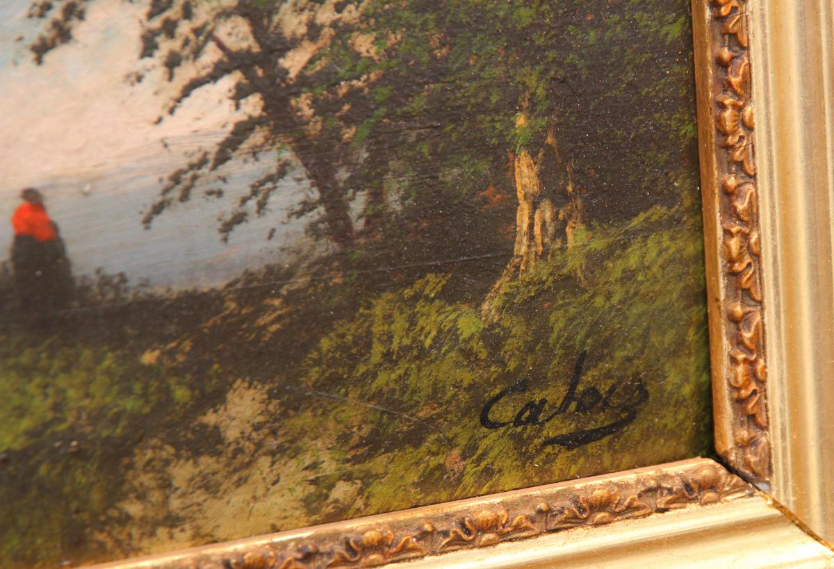 Two Oil On Canvas, End XIX Century Signed "caloiz" (?)-photo-3